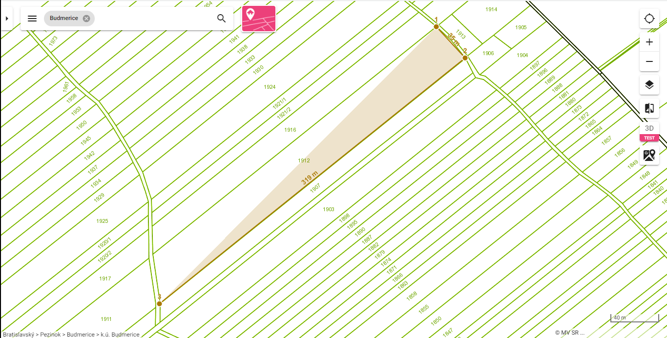 Pozemok, Ružindolská, Budmerice